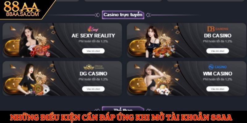 Những điều kiện cần đáp ứng khi mở tài khoản 88AA