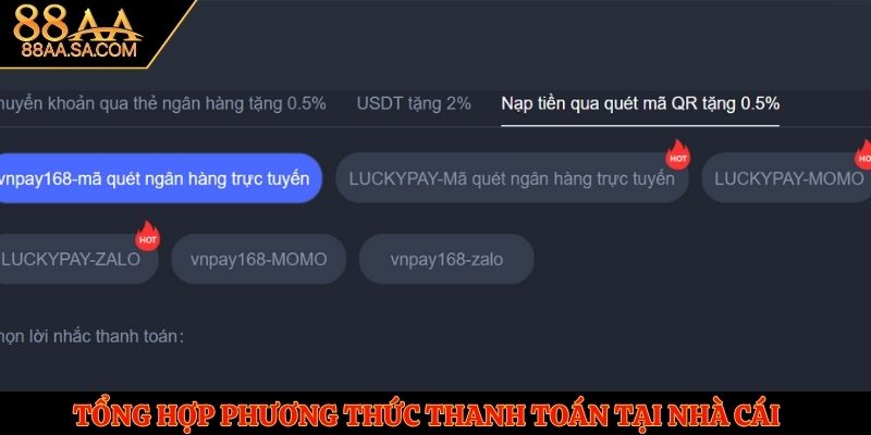 Tổng hợp phương thức thanh toán tại nhà cái